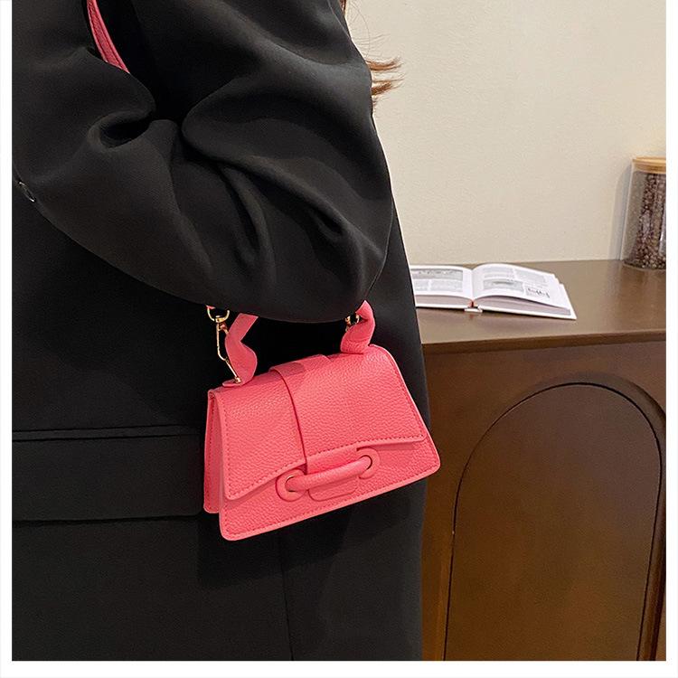 Pure Color Minimalist Handbag Fashionable Single Shoulder Crossbody Bag Women's Faux Leather Square Purse KTB