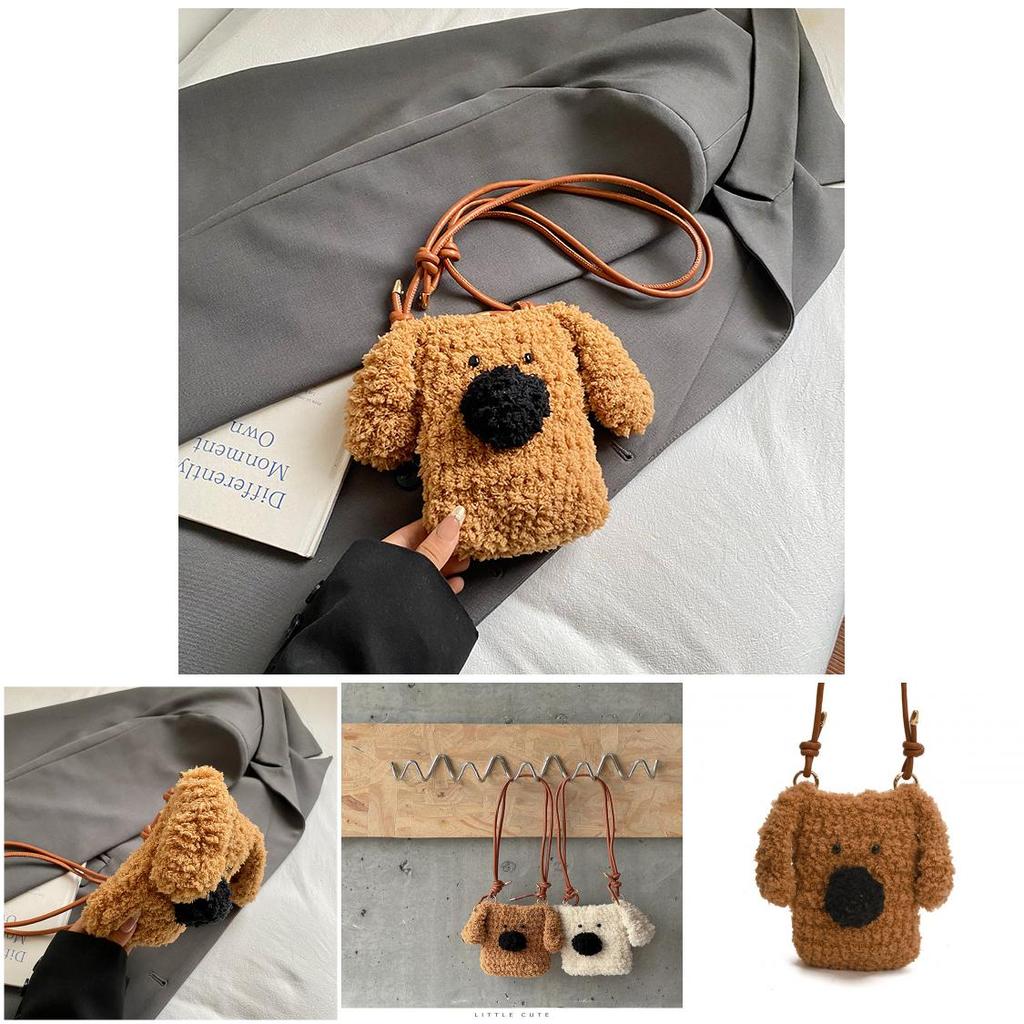 Preschool Kids Plush Dogshoulder Bag Crafted From Soft Polyester For Daily Use