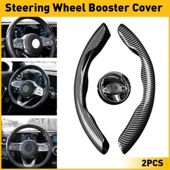 

Carbon Fiber Universal Car Steering Booster Wheel Cover Accessories Non-Slip 2x
