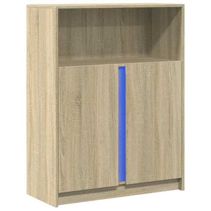 VidaXL Buffet with LED Sonoma Oak 77x34x100 Cm Engineered Wood, Storage Furniture, Kitchen Storage Furniture, Furniture 852147