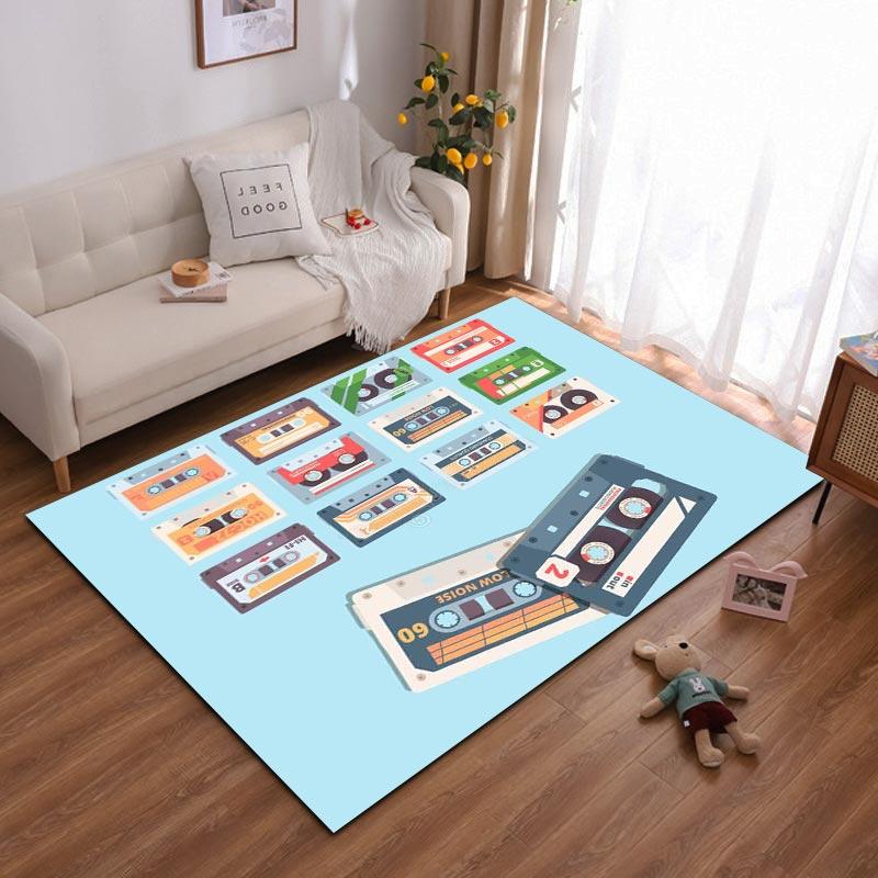 

Retro Cassette Tape Pattern Carpet, Colorful Printed Area Rug, 150x200cm Suitable for use as an anti-slip for living room bedroom sofas 40x60cm( 15x23in )