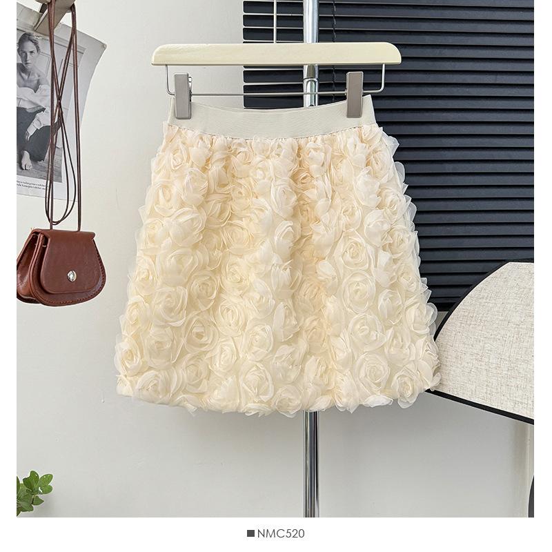 

Temperament белая юбка с высокой талией, украшенная объемными розами, женственная короткая юбка, сладкая, замедляющая старение, с запахом на бедрах one size fits all абрикосовый