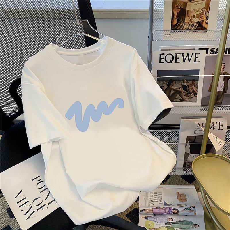 Damen-Sommer-T-Shirt aus reiner Baumwolle (200 g) mit einfachem Aufdruck