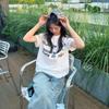 American High Street Letter Printing Cotton Short-sleeved T-shirt Women's Summer Trendy Brand Couple Design Loose Half-sleeved Top