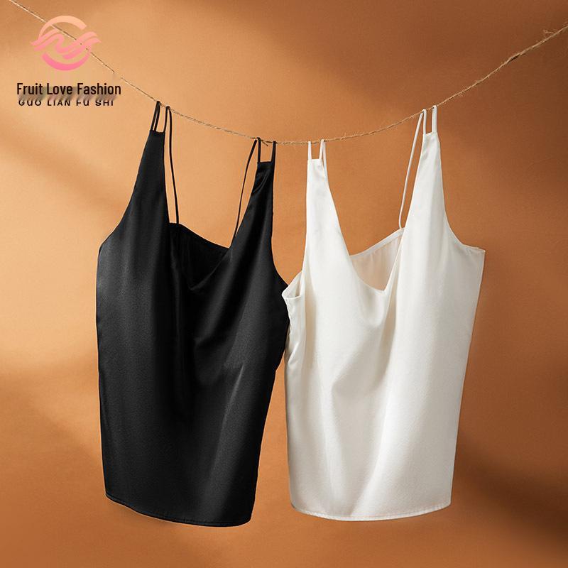 

Guolian Lace Cup Silk Camisole - 19 Momme Satin, Beautiful Back Design Medium белый
