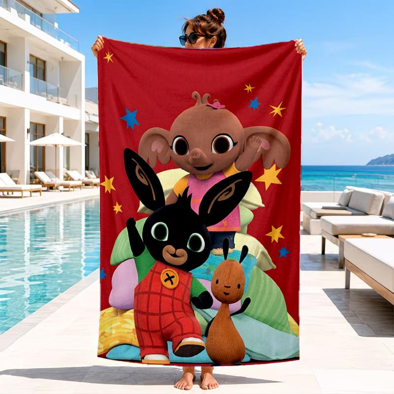 Bunny And Friends Adventure Beach Towel, Microfiber Beach Towel, Perfect For Pool, Beach, Travel, Home Decor Beach Party Fan gifts