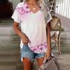 XL-7XL Plus Size T Shirt Women V Neck Short Sleeve Tops Summer Lovers Couples T Shirt Casual 3D Floral Print T Shirts