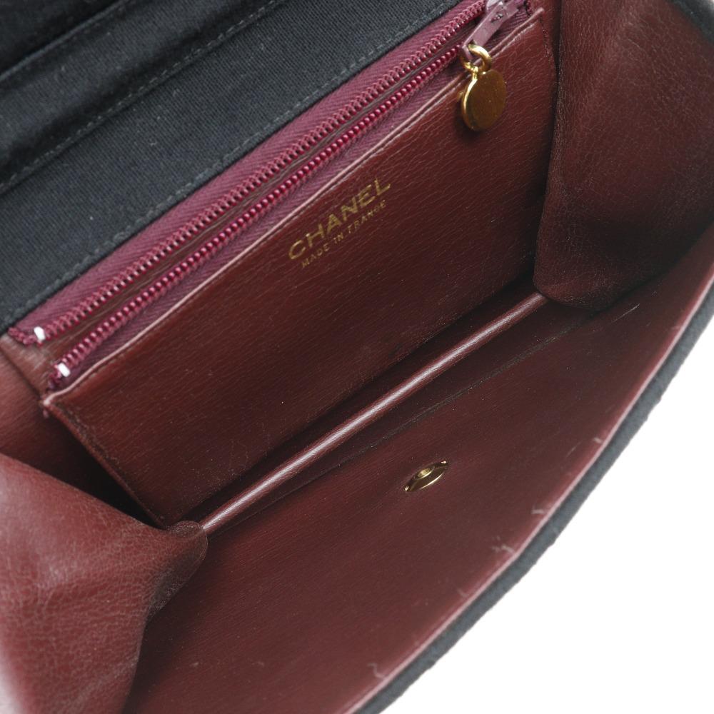 Chanel ChainShoulder Shoulder Bag Matelasse black/Gold Hardware Cotton Women Used