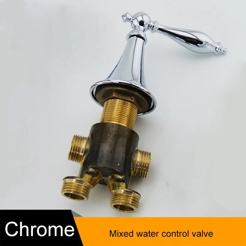 BAKALA Robinet de baignoire en laiton chromé avec robinet de contrôle d'eau chaude et froide, mitigeur de baignoire et douche, ensemble de 3 pièces avec interrupteur