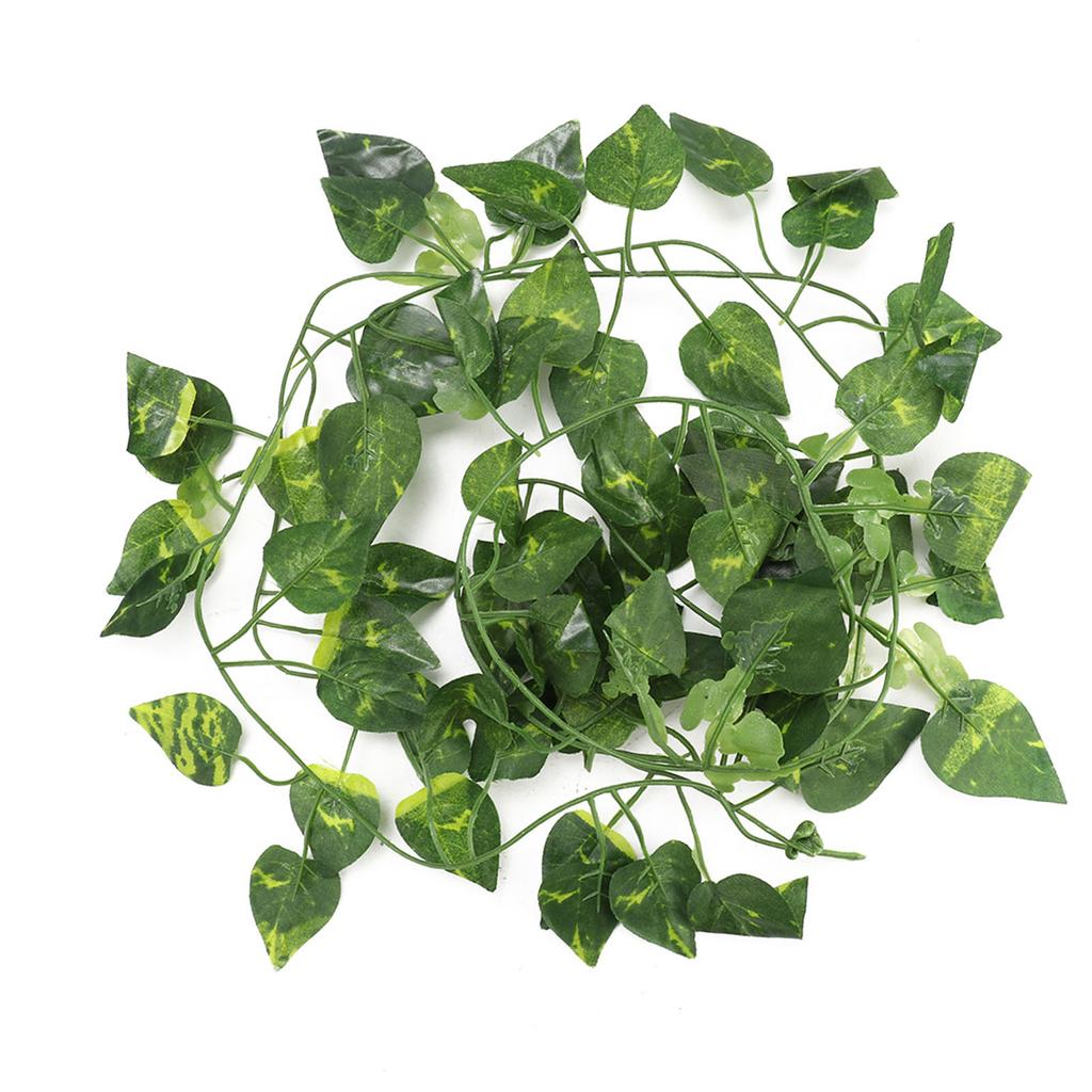 Artificial Fake Leaves Hanging Vines 6.89ft Long Vine Reptile Habitat Decor (Scindapsus Leaves)