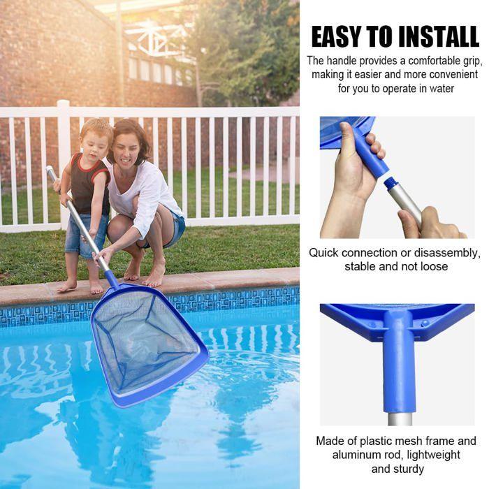 AIMOONSA Épuisette piscine maille extra fine 44×30 cm + perche aluminium 150 cm – kit nettoyage