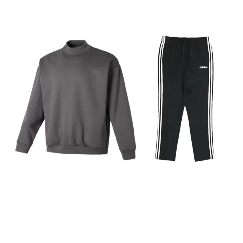 

Adidas Logo Print Running Fitness Training Hoodie Comfortable Striped Drawstring Pants Casual Sports Set Unisex Sports Set DU0456+IX1966 S