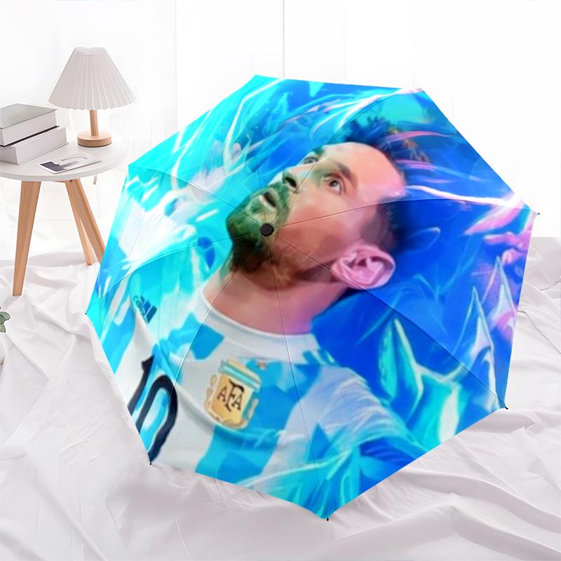 Messi Football Folding Umbrella Durable 8 Paraphenoid Bones Umbrella Gift Umbrella