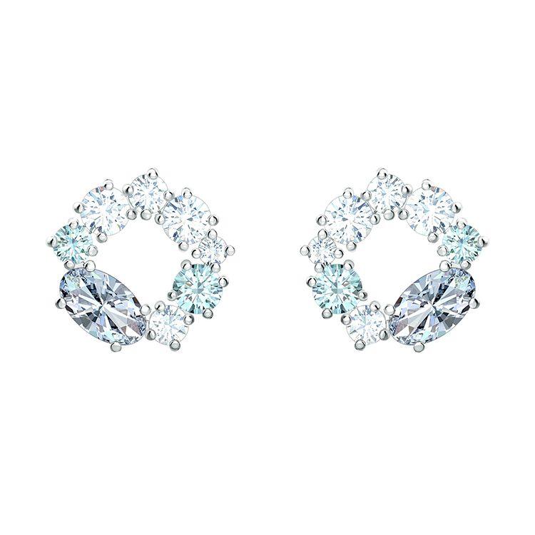 Swarovski Attract Circle Rhodium Plated Alloy Earrings Blue Gradient Women earrings 5570943 Box (Random Color)