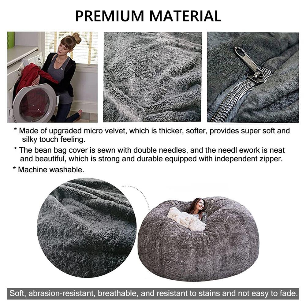 Buy Washable Soft Faux Fur Fluffy Furniture Bags Bean Bag Cover Giant