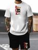 Men's Summer 2025 Loose Fit Letter Print T-shirt & Shorts Set