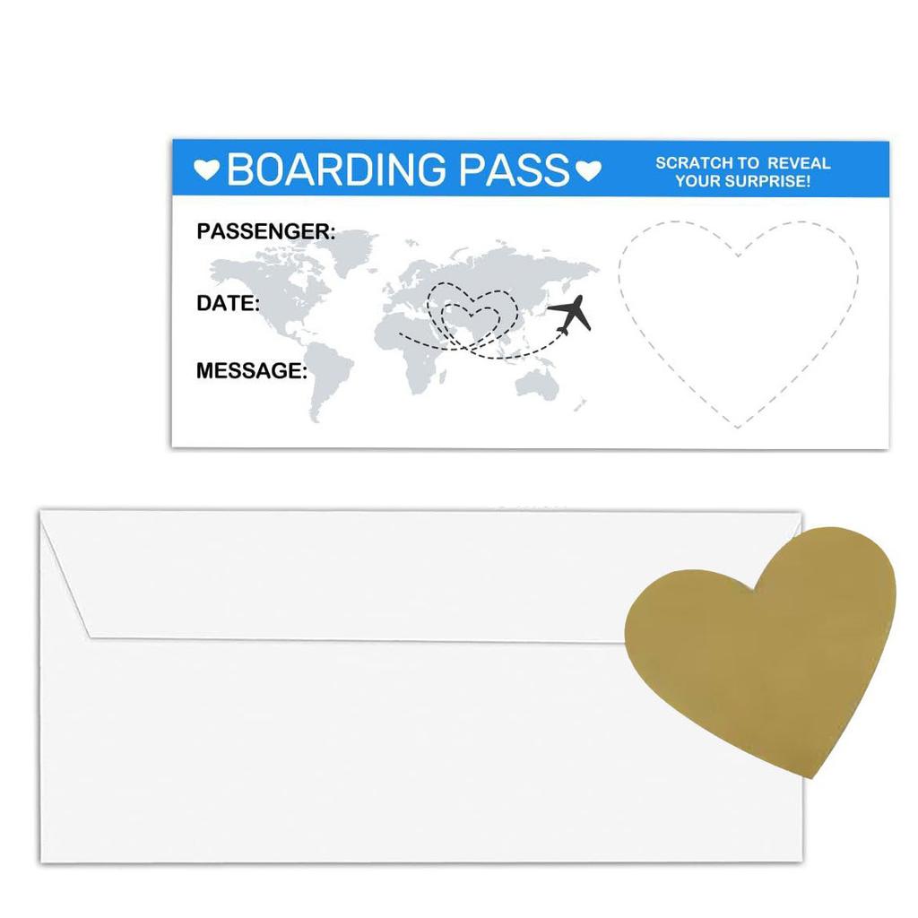 Boarding Pass Scratch Cards DIY Kit - Double Surprise Reveal for Wedding & Kids Birthday, Creative Invitation Game Gift
