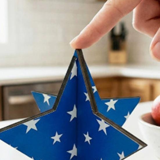 Enfeites de Estrelas de Madeira 3D Design Patriótico Estrelas e Listras Americanas Montagem Sem Ferramentas Enfeite para Decoração de Casa Escritório 4 de Julho