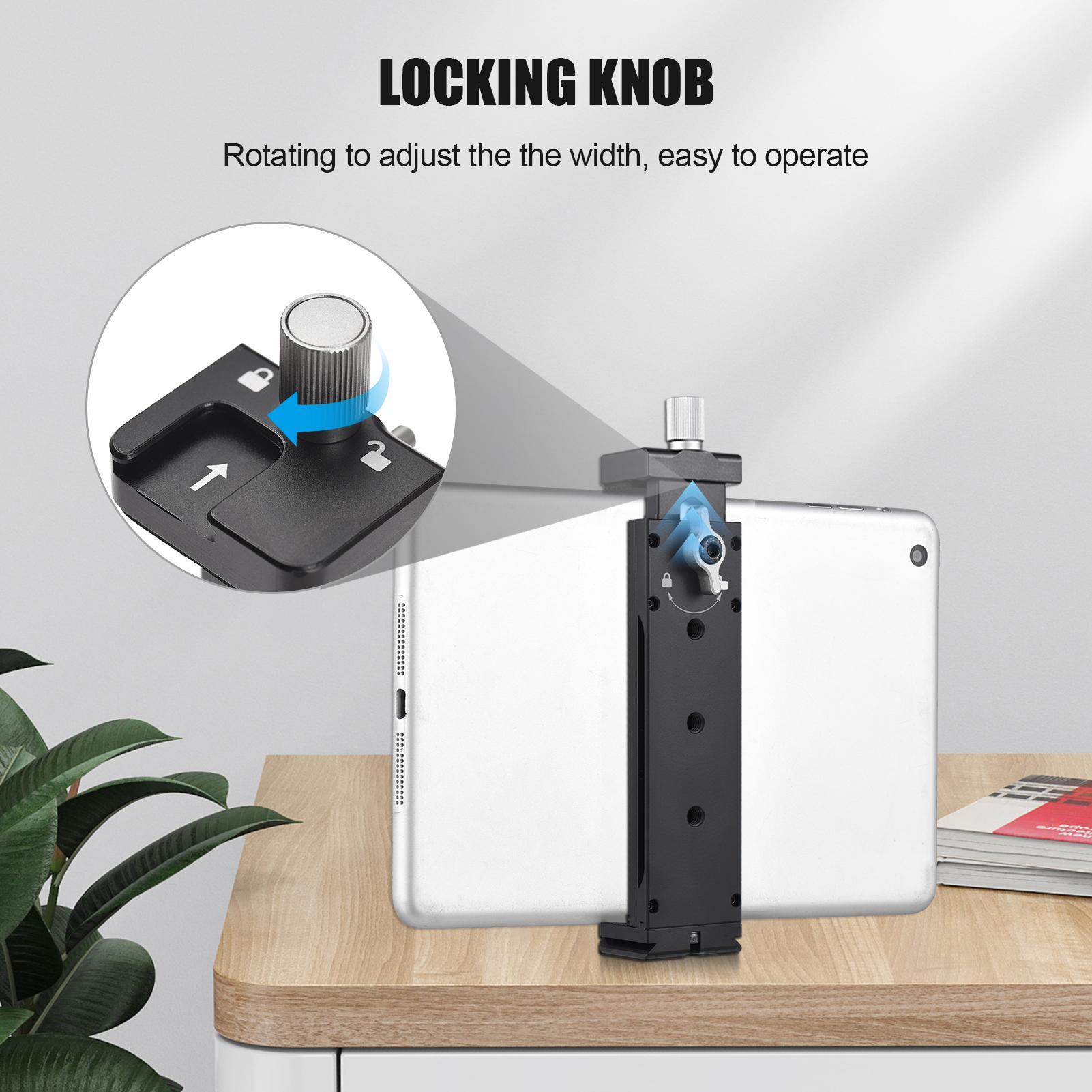 

Smartphone Tablet Tripod Mount Phone Holder Clamp Aluminum Alloy 12.5cm 23cm 4.92in 9.05in Adjuatable Width with Cold чёрный