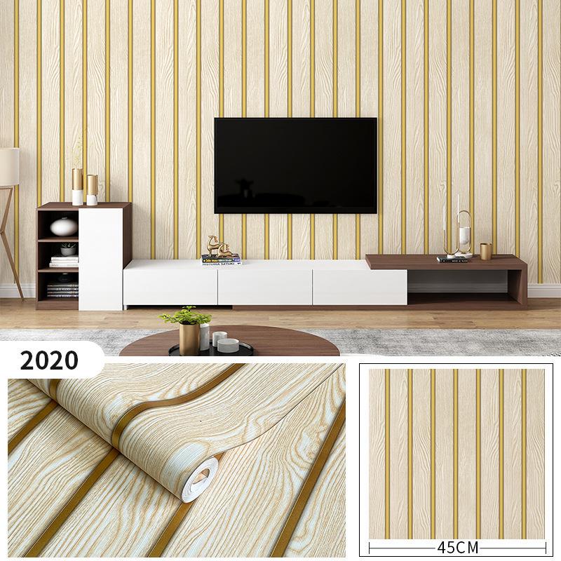 45cm*10m Samoprzylepne PVC Wodoodporne Obieranie i Przyklejanie Panele Paskowane 3D Tapeta z Wzorem Drewna Akcentowe Ściany Mebli i Dekoracja do Remontu Domu