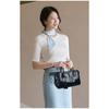 Womens Stylish PU Leather Handbag Woven Handle Adjustable Strap Single Shoulder Bag Handheld Crossbody Design Daily Bag for Commute Casual Activities