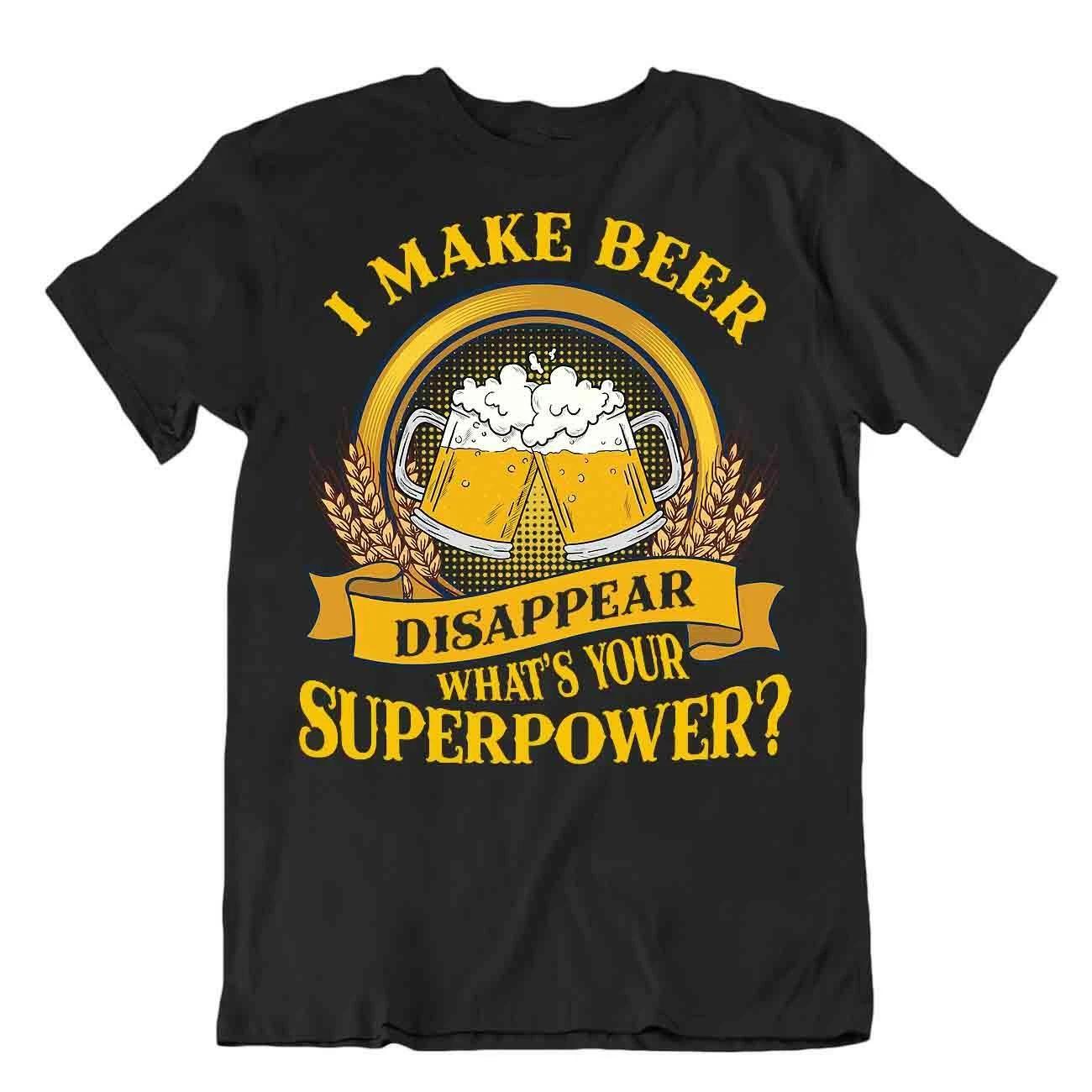 Beer Superpower T-SHIRT Novelty Father day Gift TEE Beer Cap cheers SHIRT gift L