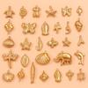 304 Stainless Steel Gold-Plated Animal Charms: Double-Sided Hollow Starfish & Fish Pendant