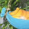 Resin Cute Swing Cat Sculpture Orange Cat On Hammock Hanging Ornament