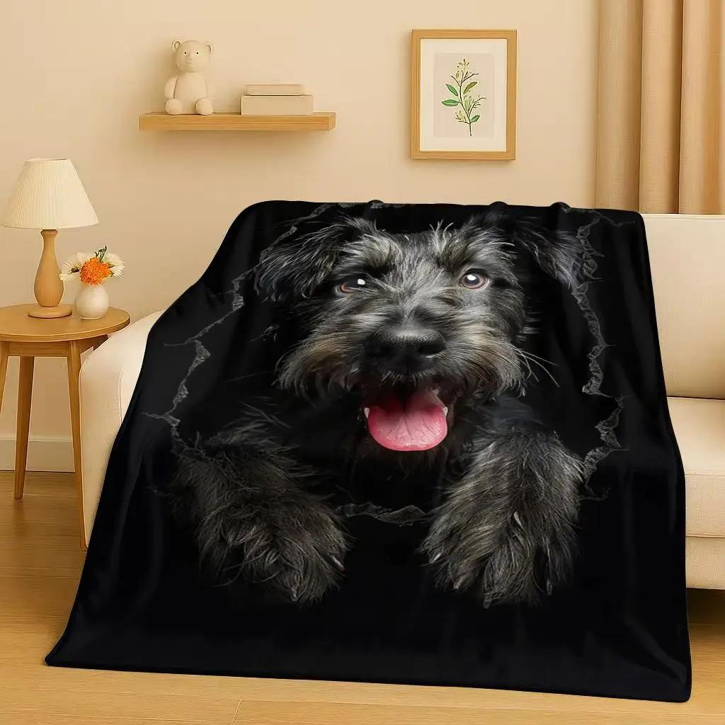 2026 New Breaking Wall 3D Illusion Dog Puppy Flannel Blanket,Ultra Soft Warm Plush Throw for Home Bedroom Bed Sofa Cover Gift