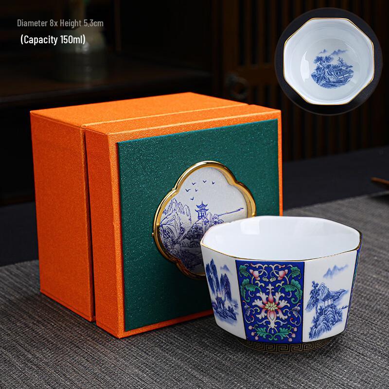 TIBORANG Enamel Ceramic Prosperity Tea Cup