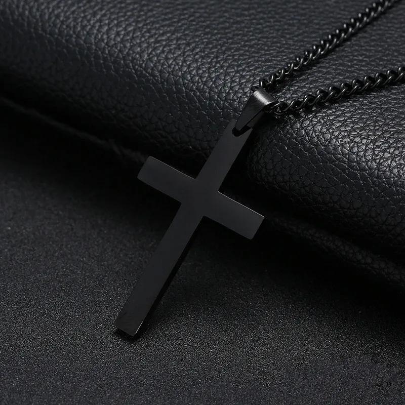 Vintage Gothic Pendant Cross Necklace Cool Street Style Punk Jewelry for Men Women Black Chain Accessories Decoration Wholesale