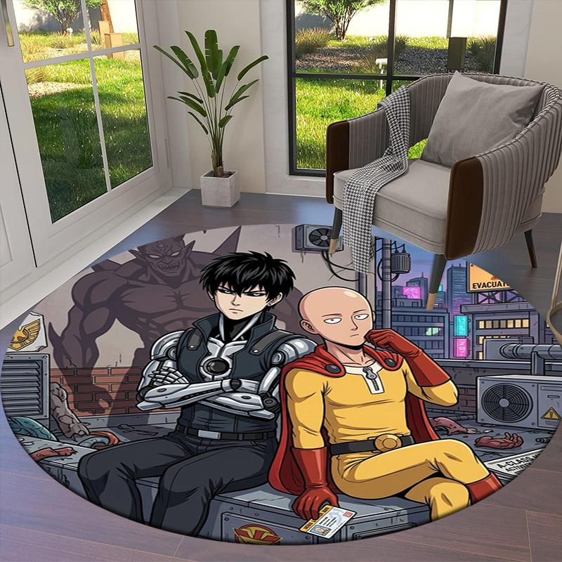 Onepunch Man Round Area Rug Carpet Rug For Living Room Bedroom Sofa Playroom Decor Nonslip Floor Mat