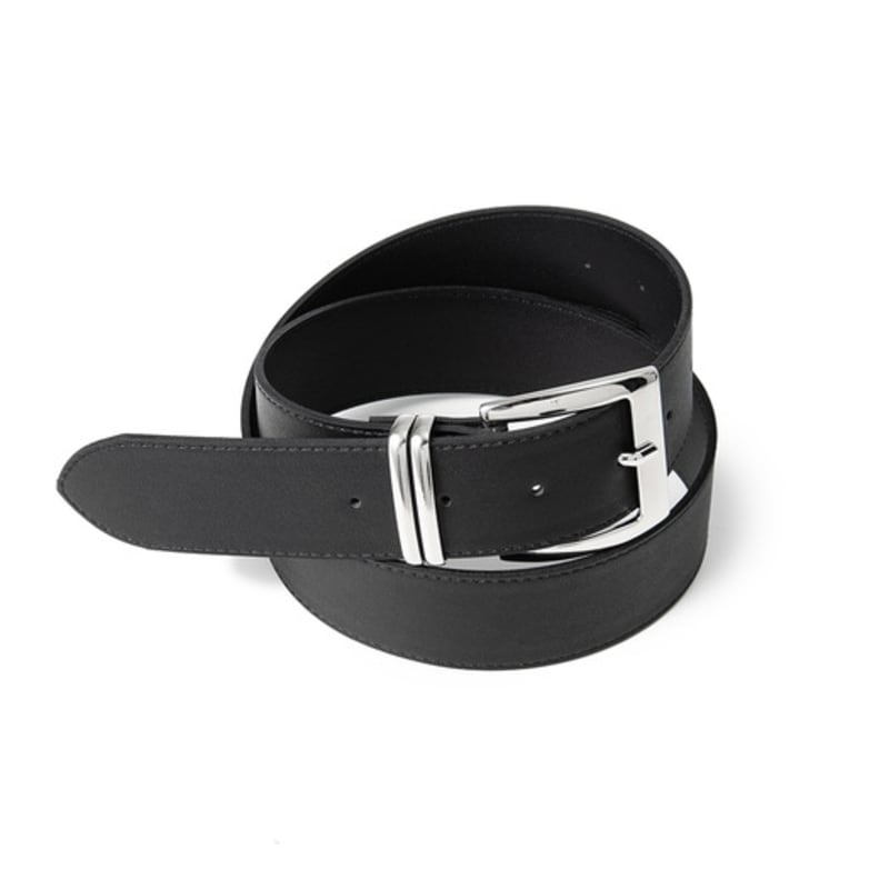 Halden (W) Wide Silver Two Line Fake Leather Belt (T029_black)