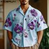 INCERUN Oversized Men Lapel Neck Short Sleeve Floral Print Casual Shirts