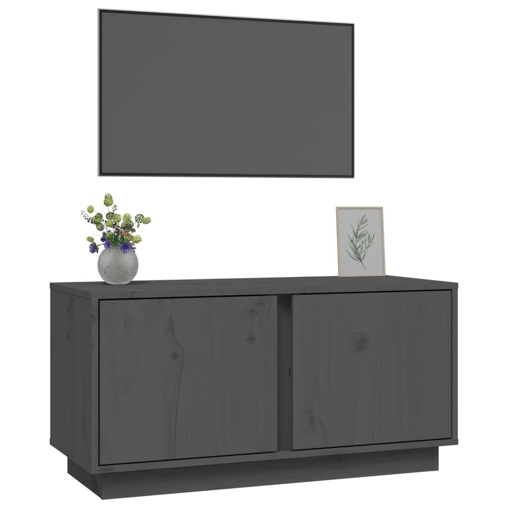 Vidaxl Szafka Pod Telewizor, Szara, 80X35X40,5 Cm, Lite Drewno Sosnowe