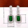 Vintage Luxury with Sparkling Zirconia Synthetic Emerald Large Zircon Pendant Earrings for Women Elegant Zircon Holiday Gifts