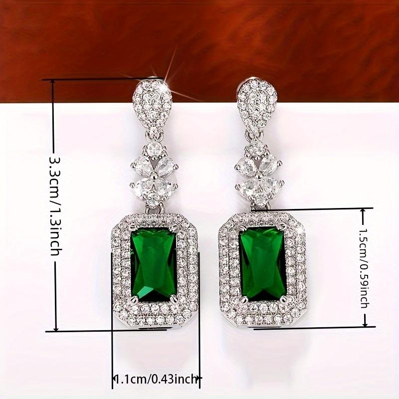 Vintage Luxury with Sparkling Zirconia Synthetic Emerald Large Zircon Pendant Earrings for Women Elegant Zircon Holiday Gifts