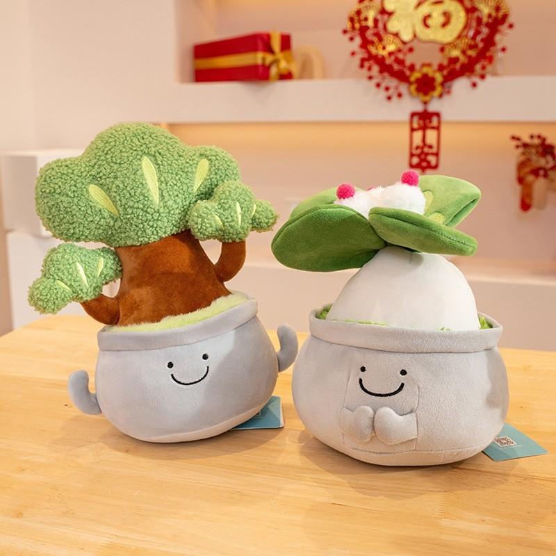 Plush Charming Office Green Plant Doll Unique Buddha Design Ideal Gifting For