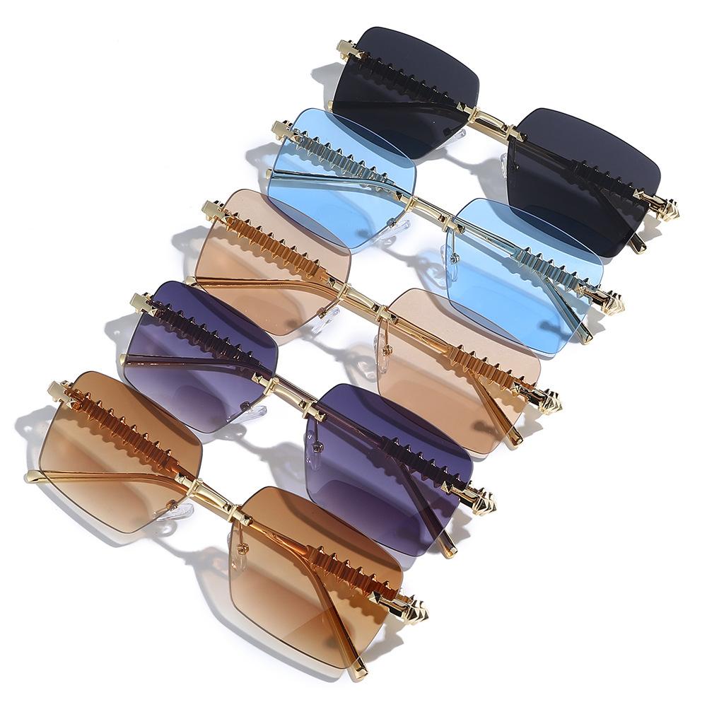 2025 Designer Sun Glasses Unisex Casual Travel Shopping Metal Rimless Tapered Rivets Rimless Sunglasses Women Uv400