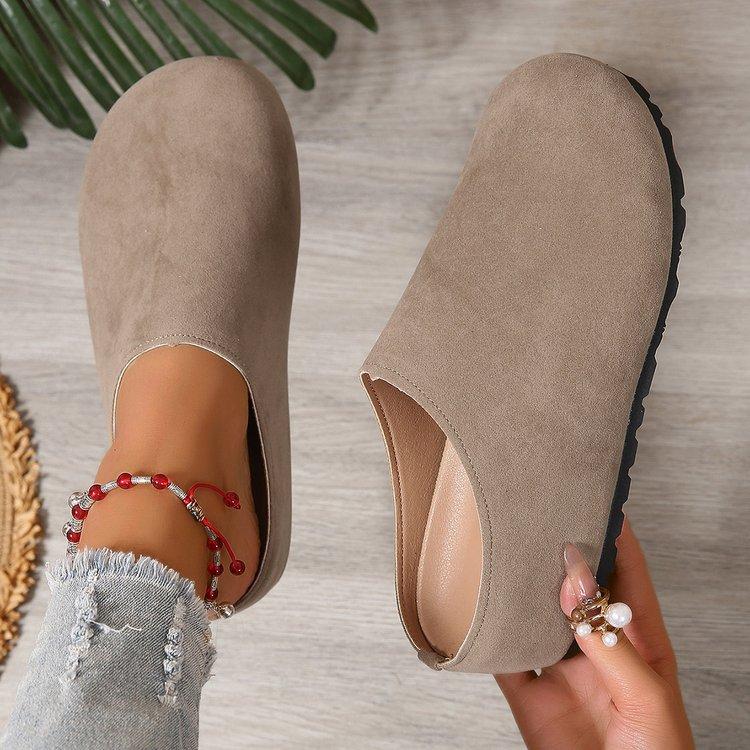 French retro bag head Boken shoes women's spring and autumn new soft sole casual versatile inner height increase casual half slippers