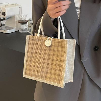 Linen Bag Cute Souvenir Bag Linen Handbag Women'S Lunch Box Bento Bag