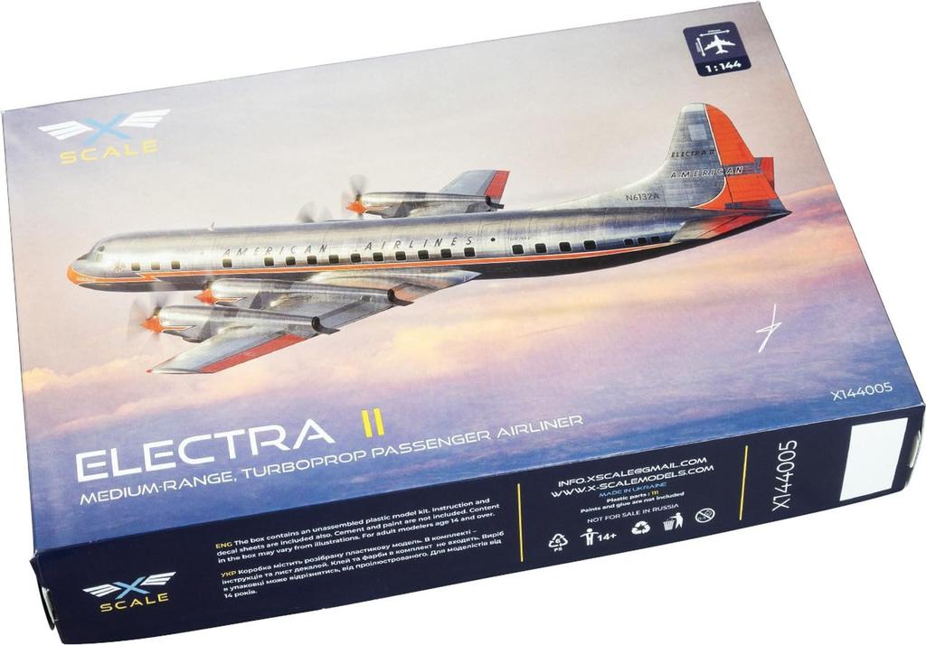 Models American Electra 2 Turboprop Airliner Plastic Model XSM144005 X-Scale 1/144 L-188A