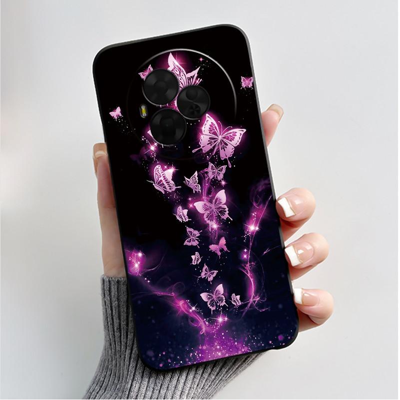 Printing Pattern Case For TCL Nxtpaper 60 Ultra Soft Silicone Black Shell Cover Cute Flower Cartoon Casing