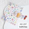 Nail Art Stickers: Sweet Graffiti Lines, Cute Patterns & Heart Decals