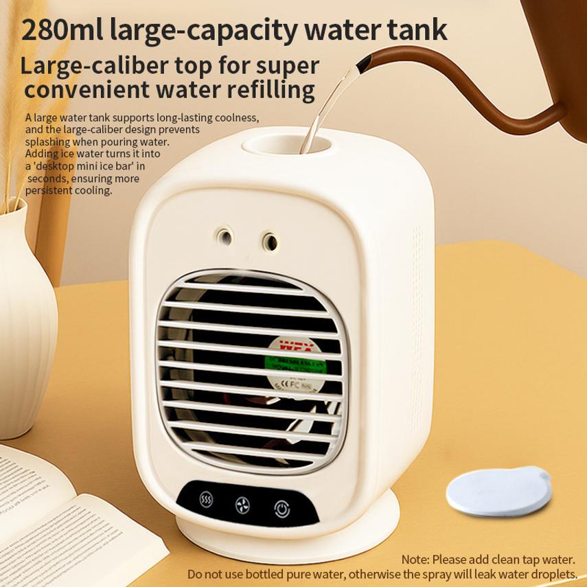 Portable Mobile Air Conditioner Spray Fan For Car And Office Desktop, Usb Rechargeable Small Cooler