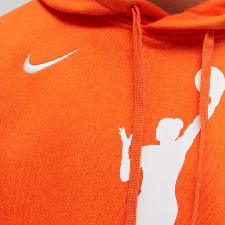 Nike WNBA Logo Print Pullover Hoodie With Drawstring Unisex Hoodie Orange DR9596-820