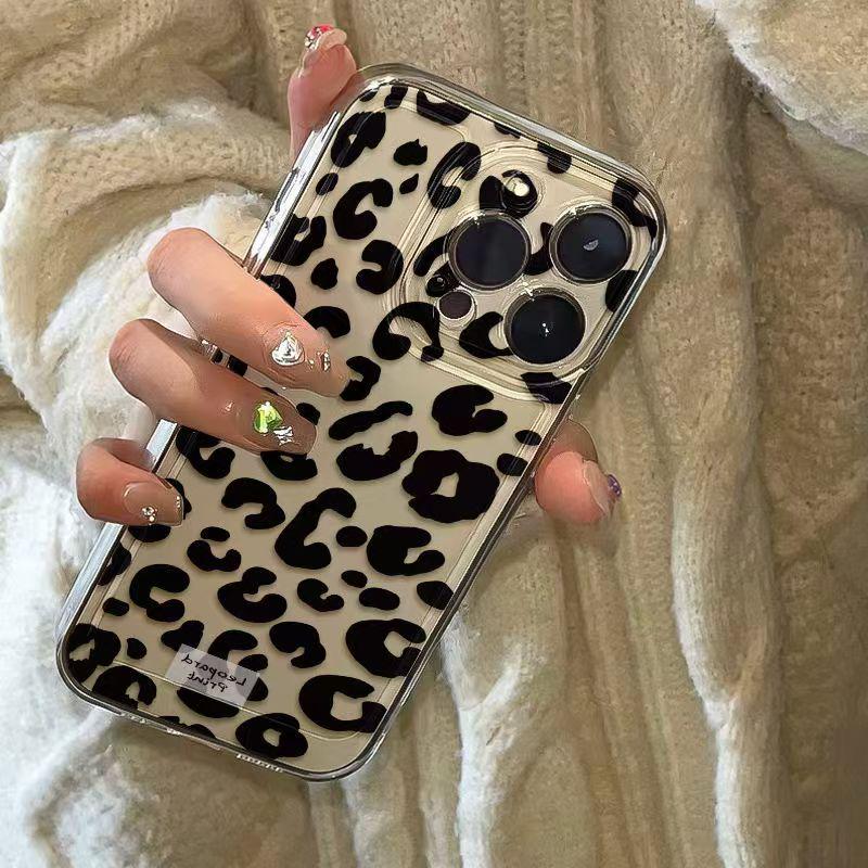 Black Leopard Print Case for iPhone 17 Pro Max, 16/17, 15/14 Cross-Compatible, Soft Cover for 13
