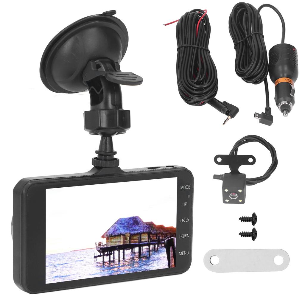 4 Inches Touch Screen Car DVR 1080P HD Night Vision Dual Lens Dash Cam 170 Degree Wide Angle Car