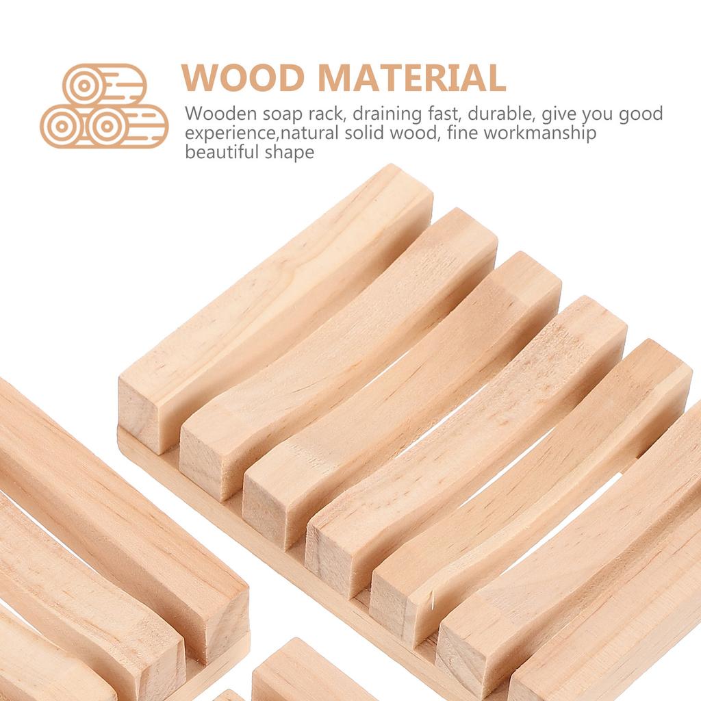 3Pcs Wooden Soap Holder Eco Friendly Solid Wood Soap Dish with Clear Texture Smooth Finish Drain Holes for Bathroom Shower