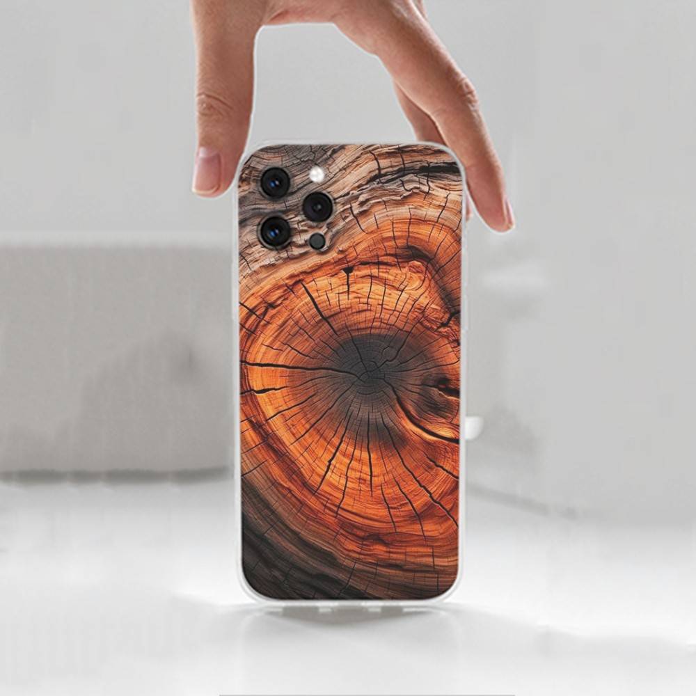 Natural Wood Case For iPhone X,14,16,Mini,XS,SE,12,15,Pro,17,Plus,11,Max,13,XR,Transparent Soft Cover